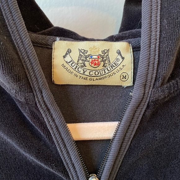JUICY COUTURE Vintage Velour Black Jacket Hoodie - Picture 4 of 5